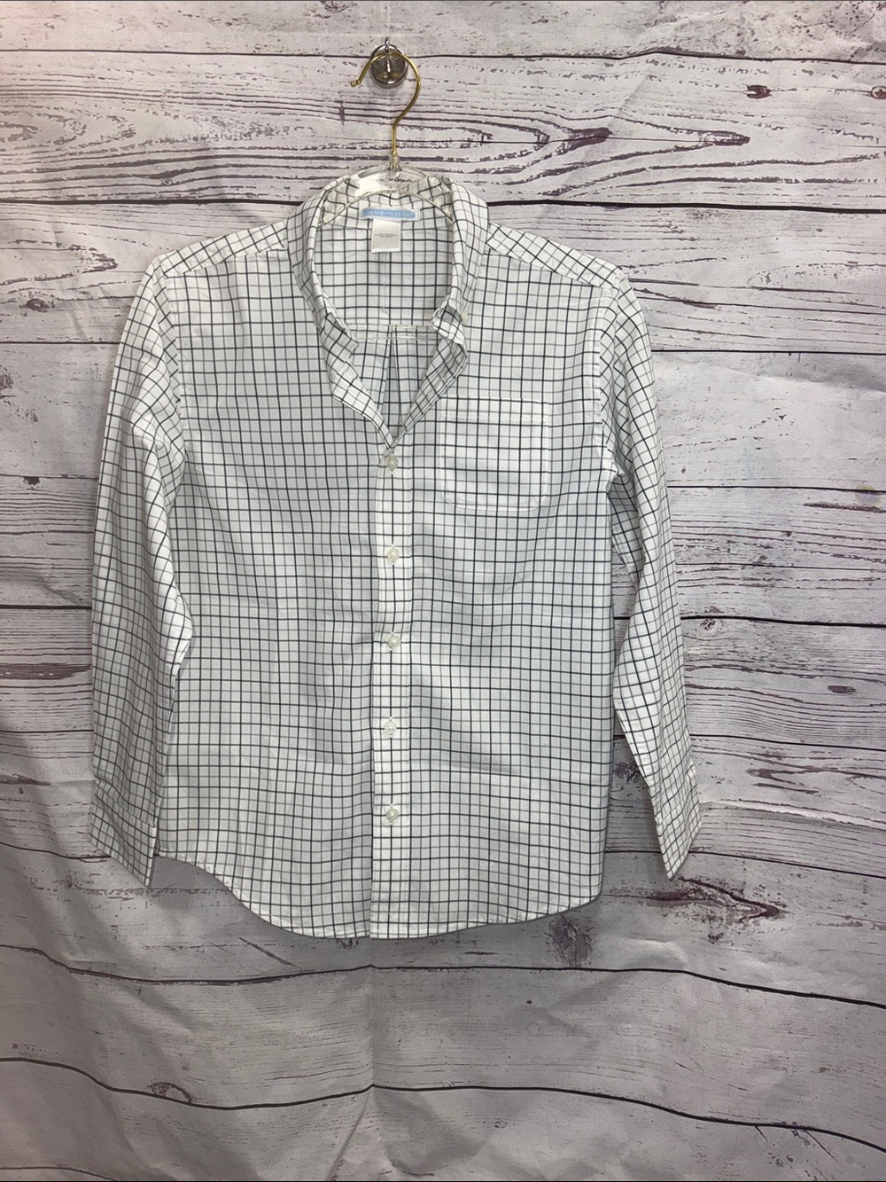 Janie and Jack Classic White Plaid Windowpane Button-Down Shirt Size 8